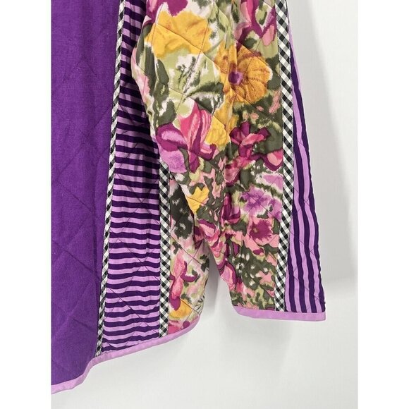 Koos Mixed Printed QUilted Jacket Silk Linen Cotton Sz 1X Purple Art to Wear - Picture 2 of 7
